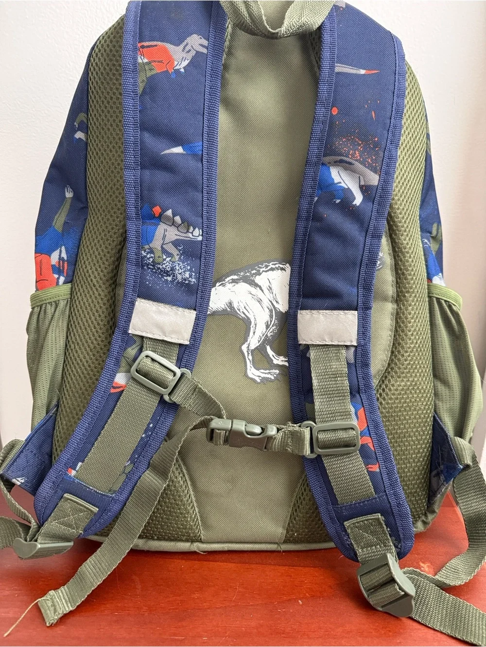 Backpack - Navy with Olive trim - Dinosaur 🦕 print